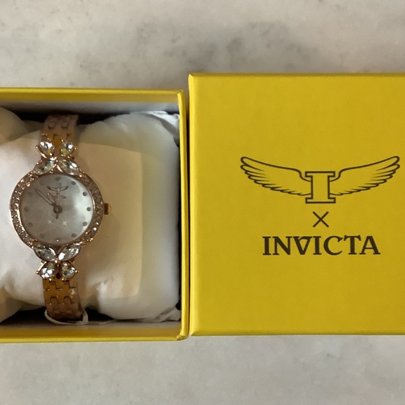 Invicta Wildflower Gold Tone Watch with Crystal Details, Brand New - Picture 1 of 2